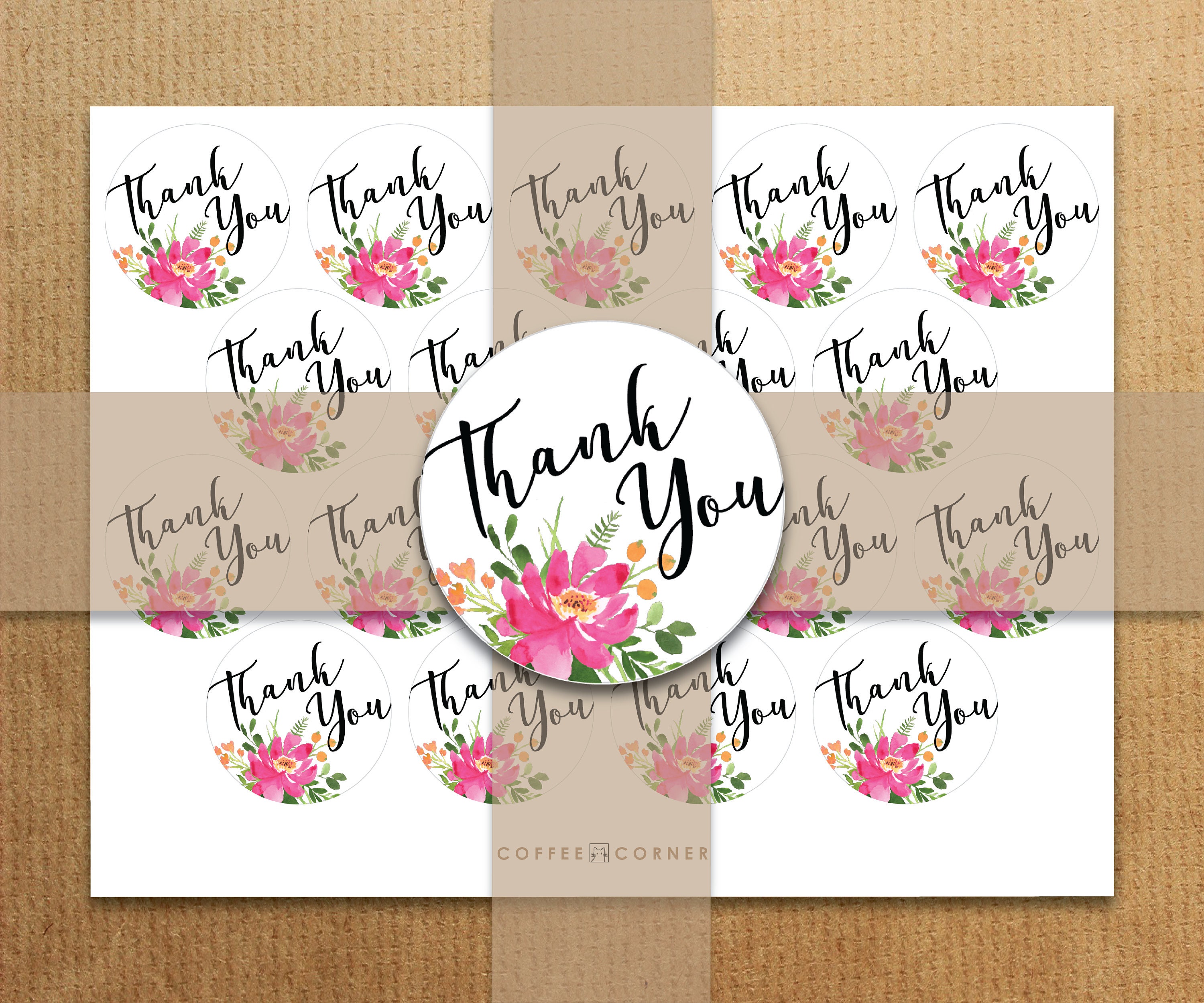 Printable Round Thank You s Thank You Labels Thank You Etsy