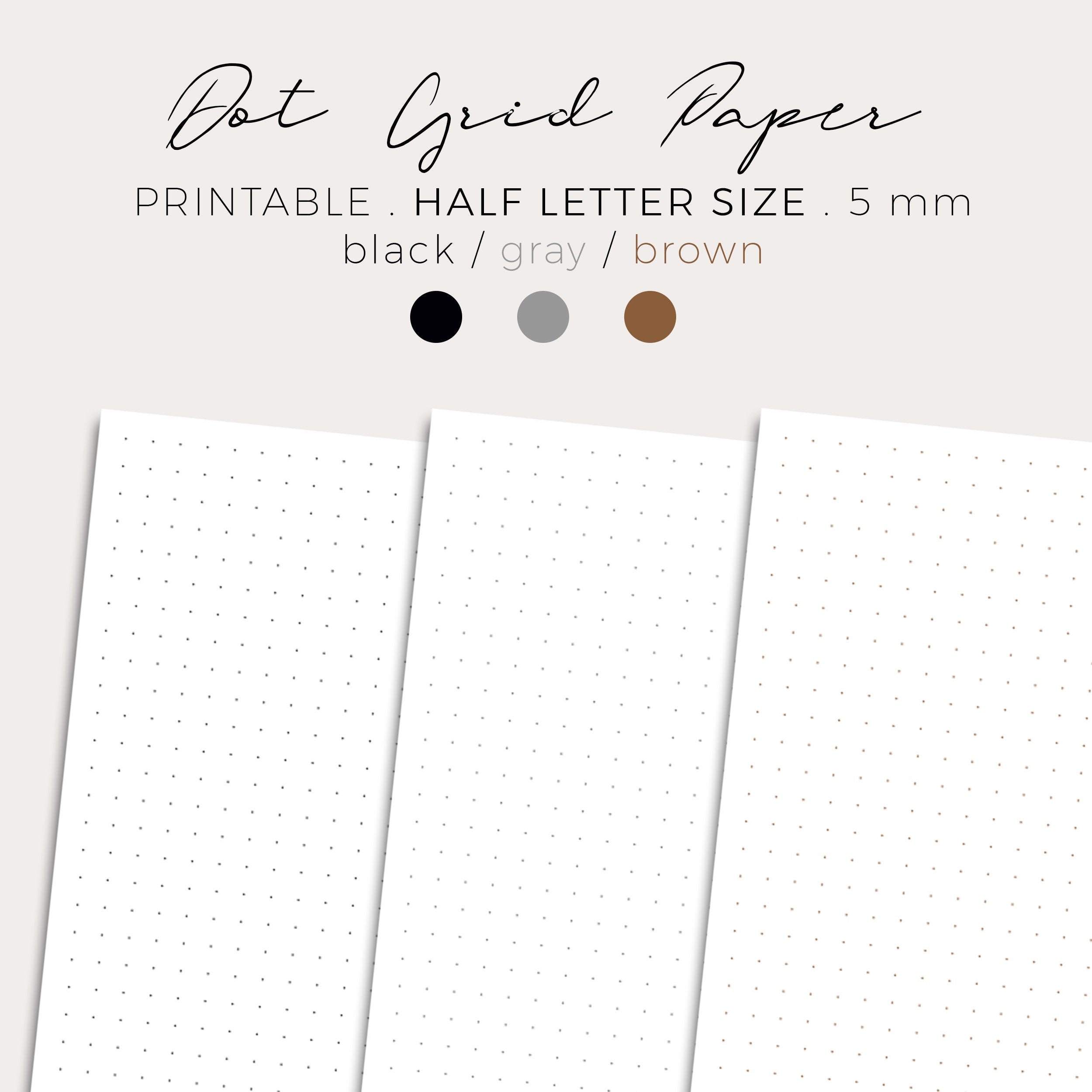 printable half letter dot grid paper bullet journal dot grid etsy