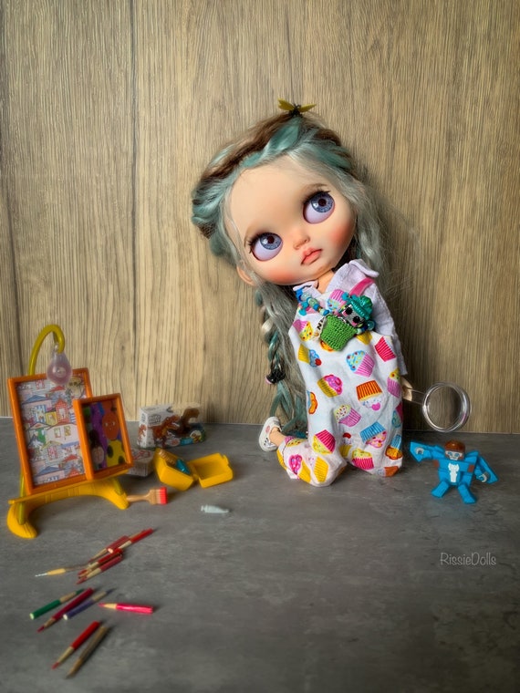 Customized ooak blythe doll by RissieDolls Factory/fake Blythe doll Coco with mohair