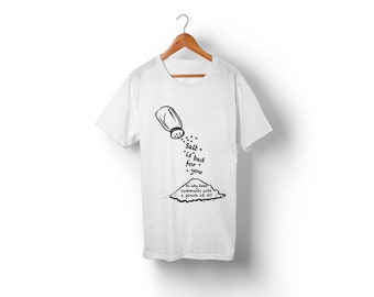 La sal es mala para usted algodón orgánico, camiseta, camiseta gráfica blanca, camiseta de citas, blanco, ecológico, hippy, boho, yoga, espiritual.