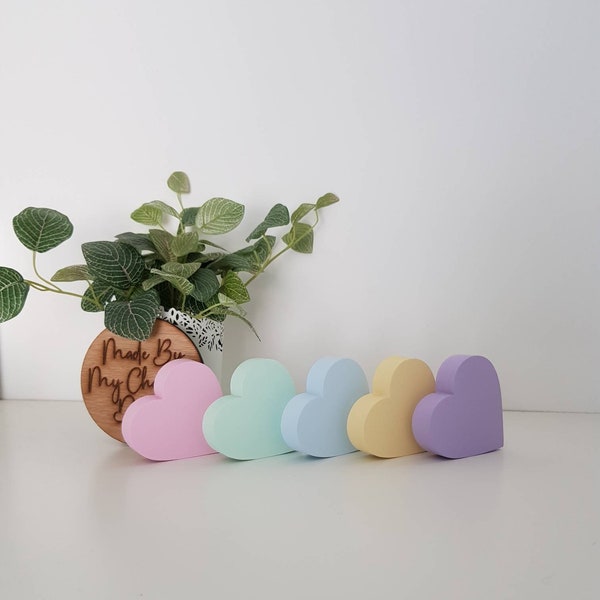 Set of 5 Pastel Hearts, shelf decor, girls bedroom, rainbow decor