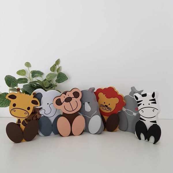 Jungle/Safari 'Wonky' animals, shelf decor, nursery, kids room