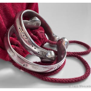 Beautiful pair of old high silver Moroccan anklets, bracelets