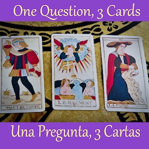 Tarot reading 1 questions 3 cards, Love Work  Money 1 pregunta 3 cartas. WAITING LIST