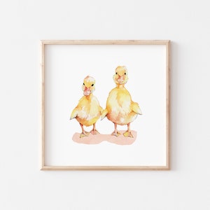 Two Ducklings- Watercolor Painting, 5x7, 8x8, 8x10 Art Print