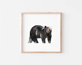 黒クマの水彩画_アートプリント