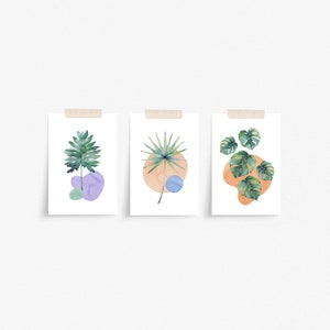 Ensemble de cartes postales à feuilles tropicales de 3