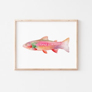 Rainbow Trout Watercolor Art Print, Modern Nature Art, Vibrant Wall Decor