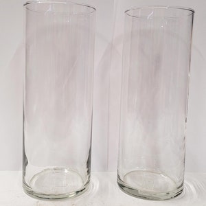 2 Clear Glass 10 Cylinder Vase 3.5 inches Diameter for Wedding Centerpieces, Home Office décor, Round Vase for Flowers image 1