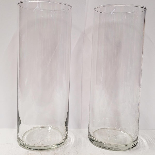 2 vases cylindriques en verre transparent de 25,4 cm de diamètre pour centres de table de mariage, décoration de bureau à domicile, vase rond pour fleurs.