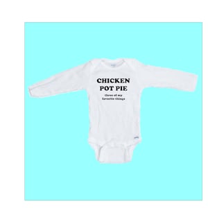 Chicken Pot Pie Funny Long sleeve Onesie 100% Cotton FREE SHIPPING image 1