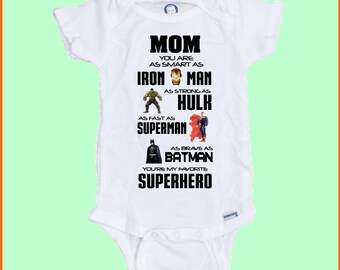 MOM Super Hero Funny baby Onesie Great for Mother's Day and other Occasions