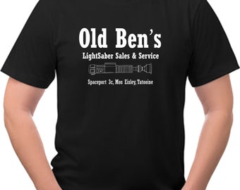 Old Ben's Lightsaber Sales and Service starwars Tee Shirt New Custom Printed