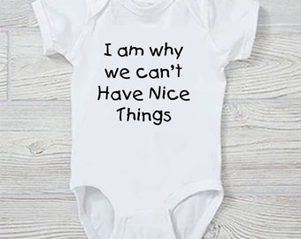 I am why we can’t Have Nice Things Funny baby Onesie FREE SHIPPING