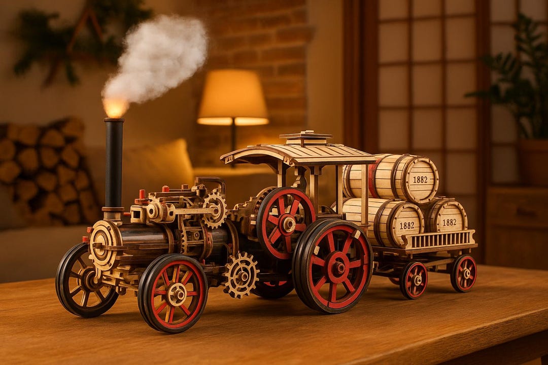 Tractor Locomotive 3D Wooden Puzzle: DIY Steam Engine Model Kit - Etsy