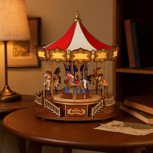 DIY Carousel Music Box 3D Wooden Puzzle Kit with LED