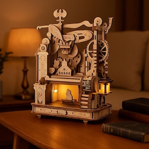 3D Wooden Printing Press Puzzle: DIY Mechanical Model Kit