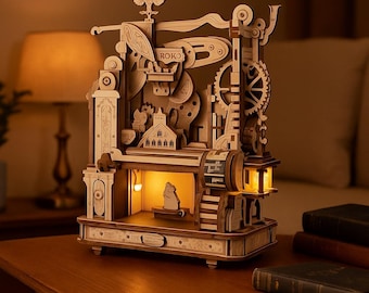 3D Wooden Printing Press Puzzle: DIY Mechanical Model Kit