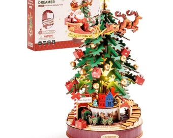 Spieluhr Weihnachtsmelodie Baum 3D Holzpuzzle Holzmodell Kits für Build Best Geschenk für Weihnachten