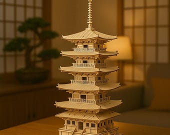 Puzzle 3D in legno a forma di pagoda a cinque piani: kit modello fai da te