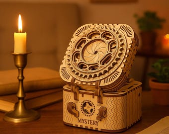 3D Wooden Treasure Box Puzzle: DIY Model Kit for Teens & Adults