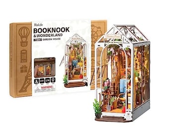 DIY Puzzle Buch Nook aus Holz Miniatur Haus für Bücherregal Insert Möbel Geschenk für Geburtstag & Weihnachten.