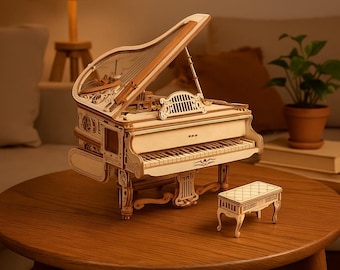 Puzzle 3D in legno a forma di pianoforte - Kit modello meccanico fai da te per bambini e regali di Natale