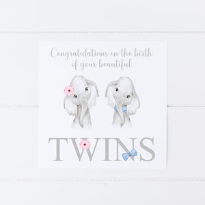 New Baby Twins Card | Twin Boy and Girl New Baby Card