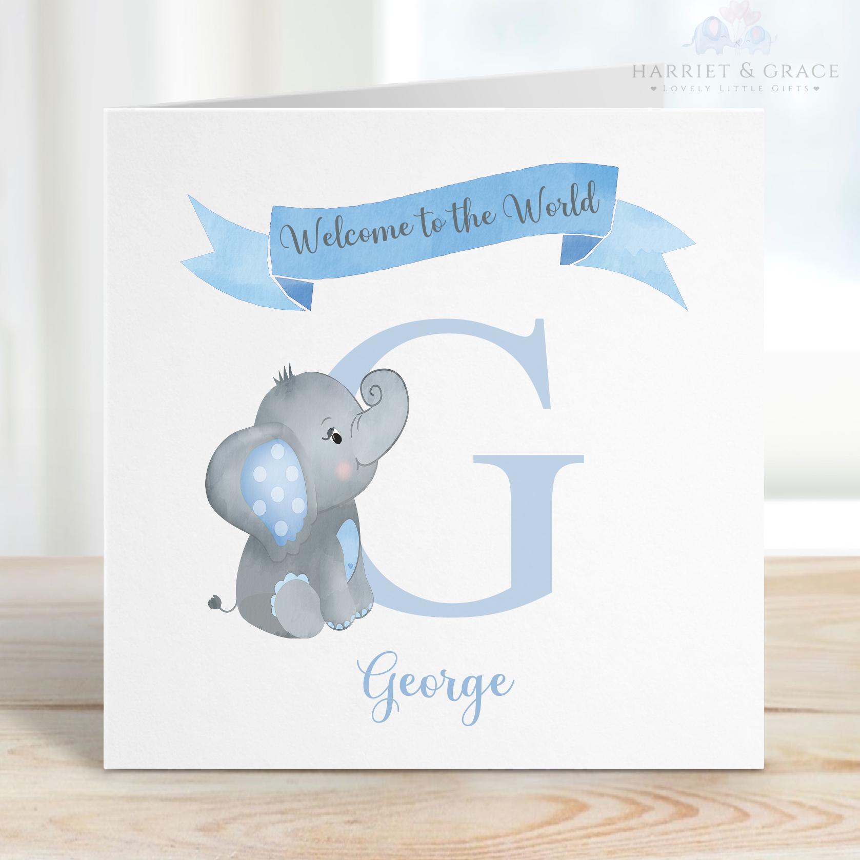 New Baby Boy Card, Welcome to the World, Personalised New Baby