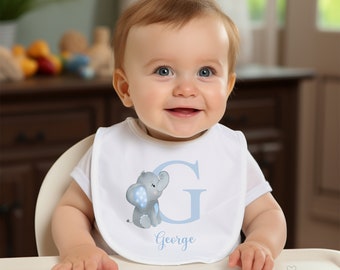Personalised Baby Bib | New Baby Gift | Gift for Baby Boy or Girl | Baby Elephant Personalised Gift