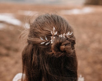 Épingles à cheveux Bridal Gold avec feuilles (2 pièces)