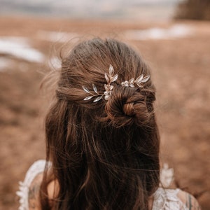 Hairpins Bridal Gold with Leaves 2 pieces image 1