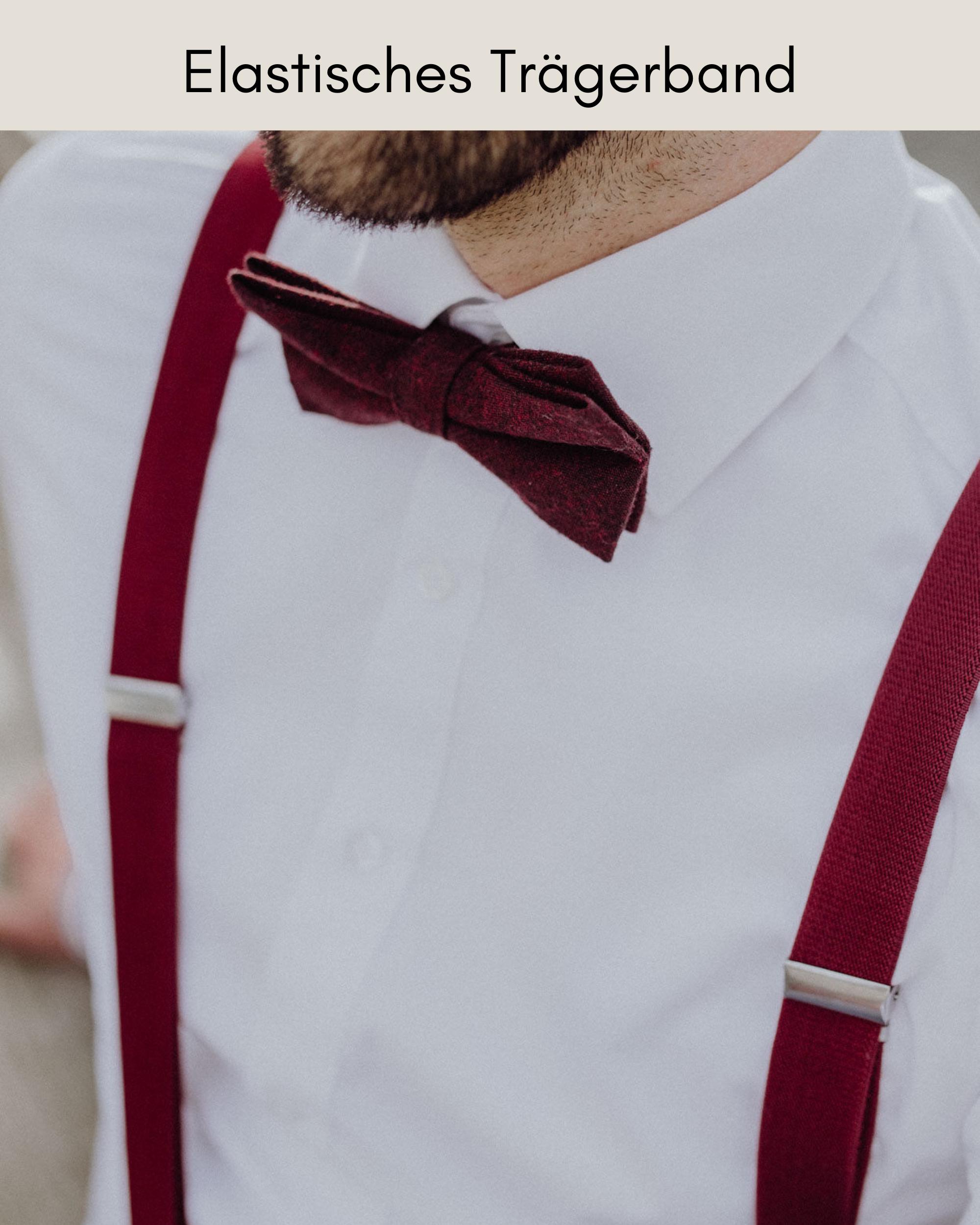 Ensemble Nœud Papillon Et Bretelles Pour Garçon - Rouge Vin, Réglable, Pour Mariage/fête (taille <135 Cm)