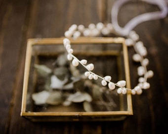 Braut Haarschmuck mit Süßwasserperlen Silber