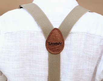 Baby suspenders beige children's suspenders - baby gift - including engraving