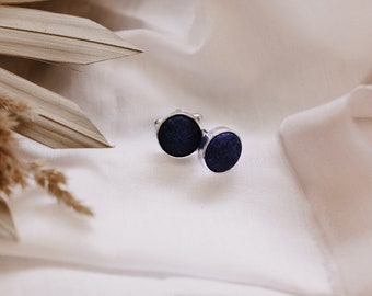 Boutons de manchette bleu foncé - 2 pièces - pour marié ou garçon d'honneur