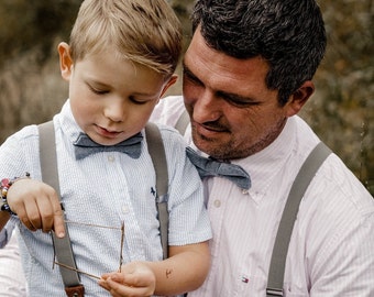 Ensemble : père et fils noeud papillon bleu - mariage, baptême, grandes occasions