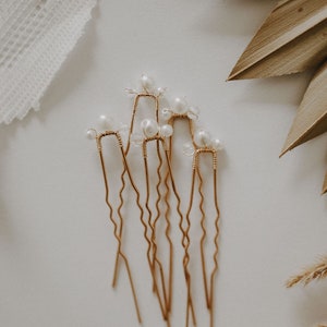 Hairpins Wedding Gold with Pearls 5 pieces image 1
