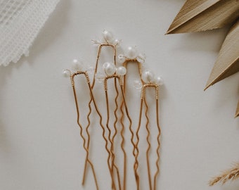 Hairpins Wedding Gold with Pearls (5 pieces)