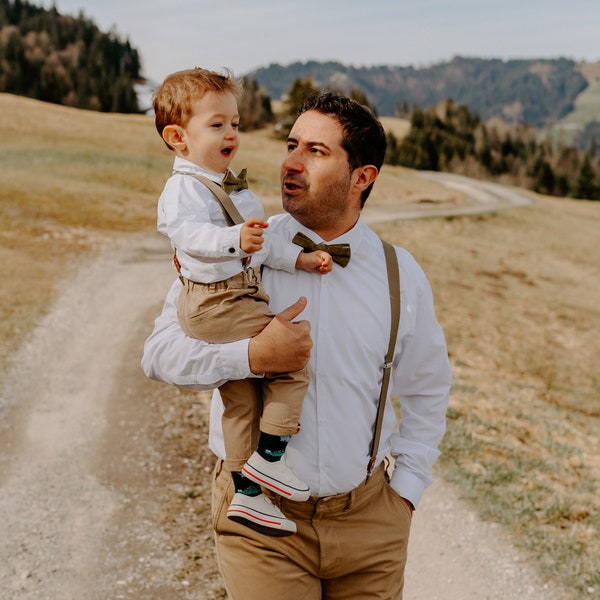 Partnerlook Vater und Sohn - Hosenträger Set khaki