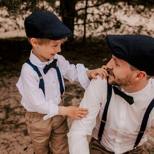 Bretelles enfants bleu foncé porte-alliances, mariage, baptême, anniversaire d'enfant avec gravure image 5