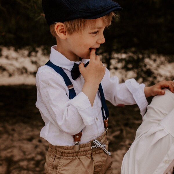 Suspenders children's dark blue - ring bearer, wedding, baptism, children's birthday - including engraving