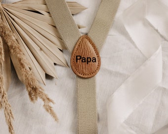 Beige men's suspenders for groom, best man, husband - including engraving