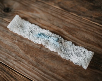 Strumpfband weiß mit blauer Schleife | Strumpfband für Braut | Strumpfband blau | Brautstrumpfband Hochzeit | Blaues Strumpfband