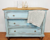 S O L D Antique vintage farmhouse cottage shabby chic dresser tv stand entryway table changing table console table Ethan Allen blue