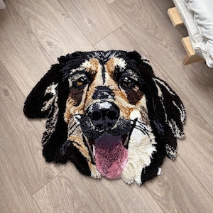 Custom Personalised Realist Style Pet Portrait Tufted Rug – Unique Gift for Animal Lovers