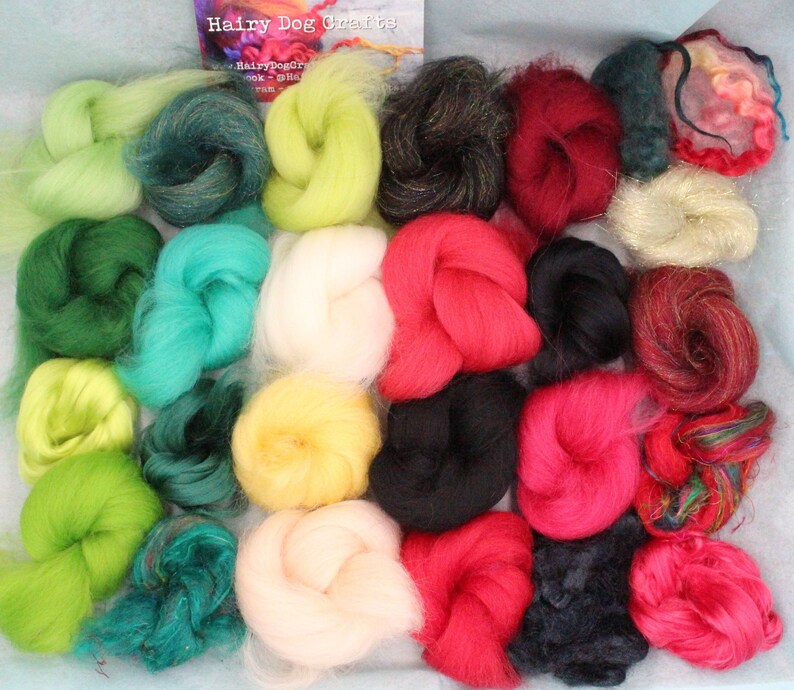 creative kit wool variety pack art fibre kit felting kit mini batts set DIY crafts Watermelon felting pack needle felting kit