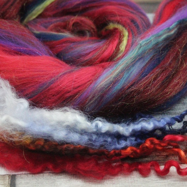 27g and 4g locks - Sparkly mixed roving, mixed wool, felting wool, spinning wool, needle felting wool, mixed wool tops, felting supplies