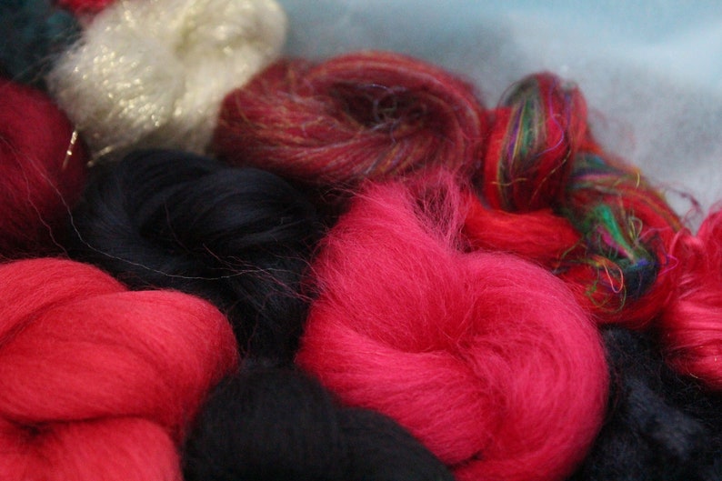 creative kit wool variety pack art fibre kit felting kit mini batts set DIY crafts Watermelon felting pack needle felting kit