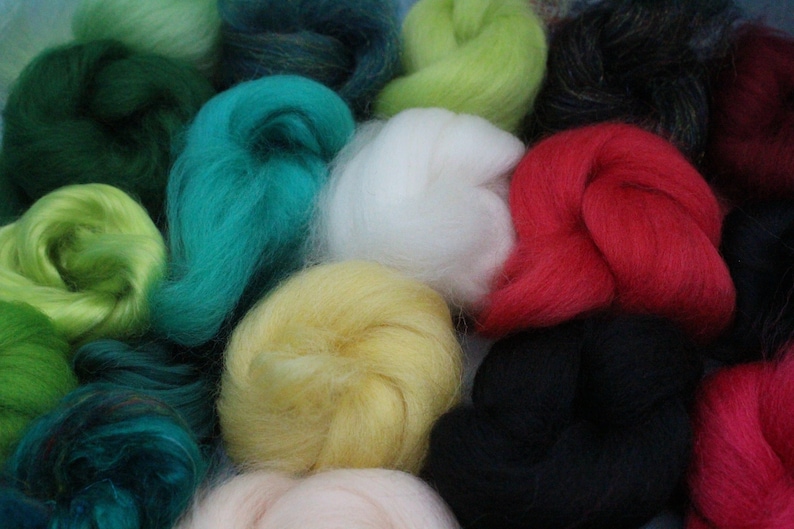 creative kit wool variety pack art fibre kit felting kit mini batts set DIY crafts Watermelon felting pack needle felting kit
